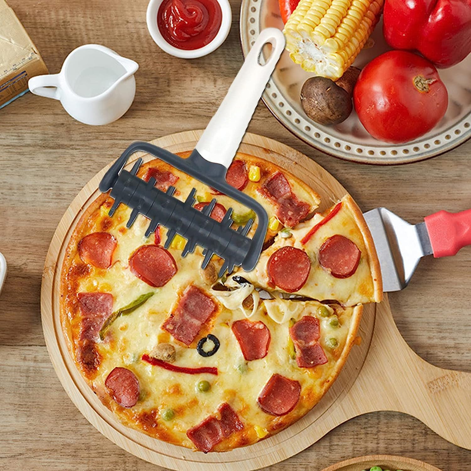 LATRAT 2 wałki do ciasta z kolcami z tworzywa sztucznego, wałek do pizzy, ciasta, pizzy, ciasteczek, DIY, narzędzia do pieczenia, ciasta, chleba, 2 sztuki