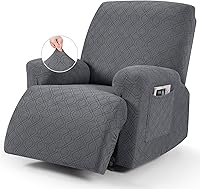 VANSOFY 3-Piece Stretch Recliner Chair Cover - Pet & Kid Proof Slipcover for 24-33" Recliners, Dark Gray Furniture Protector