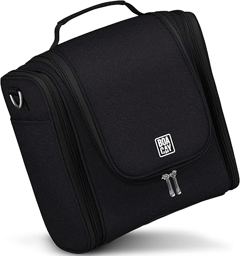 BOACAY Neceser de viaje colgante extragrande para mujeres y hombres, bolsa de maquillaje, (X-Large) Zafiro Negro - Gris Interior, Neceser
