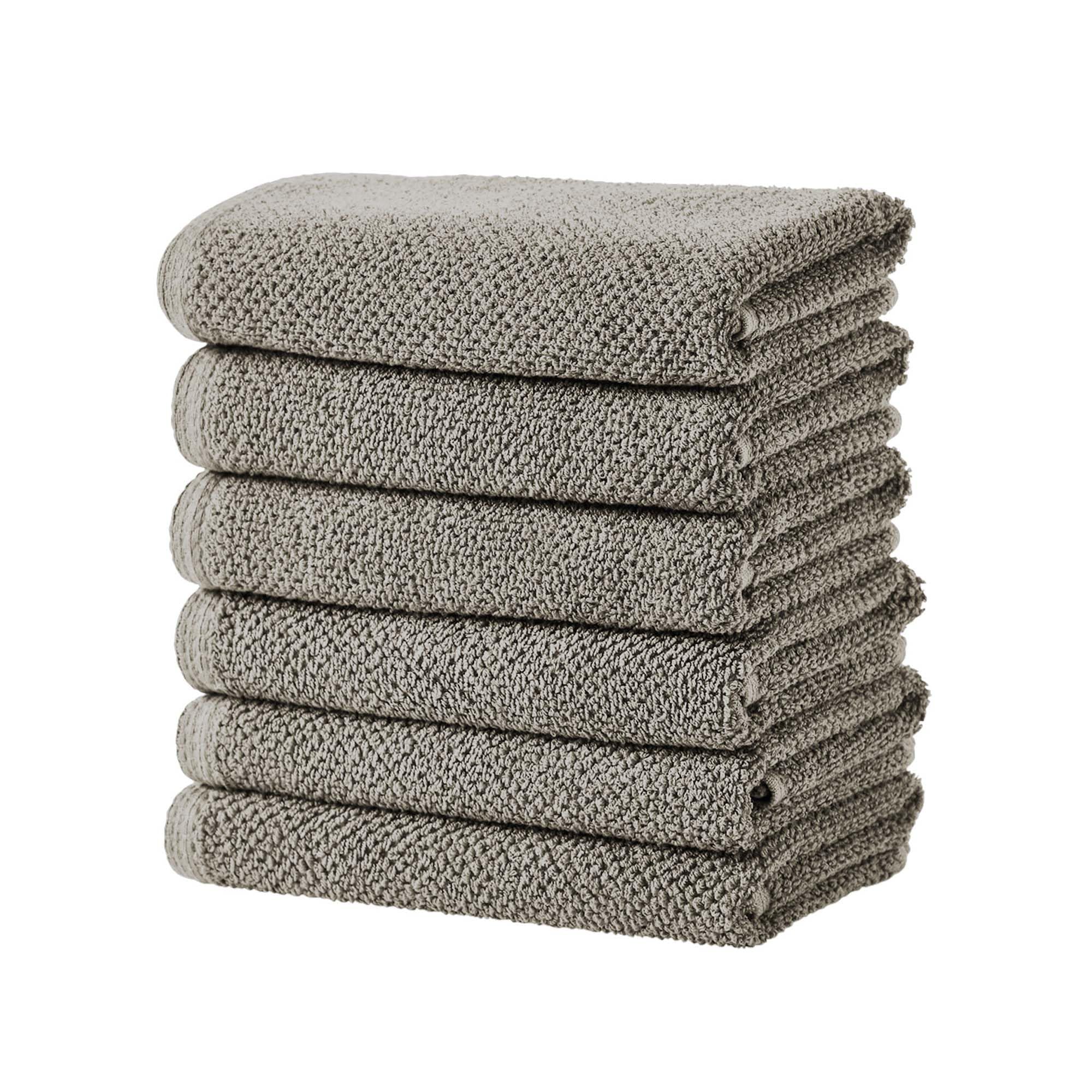 Great Bay Home 100% Cotton 6 Pack 26x16 Hand Towel Set - Absorbent, Quick-Drying, Durable Towels for Bathroom Decor - Low-Twist, Two-Ply Fibers (Dark