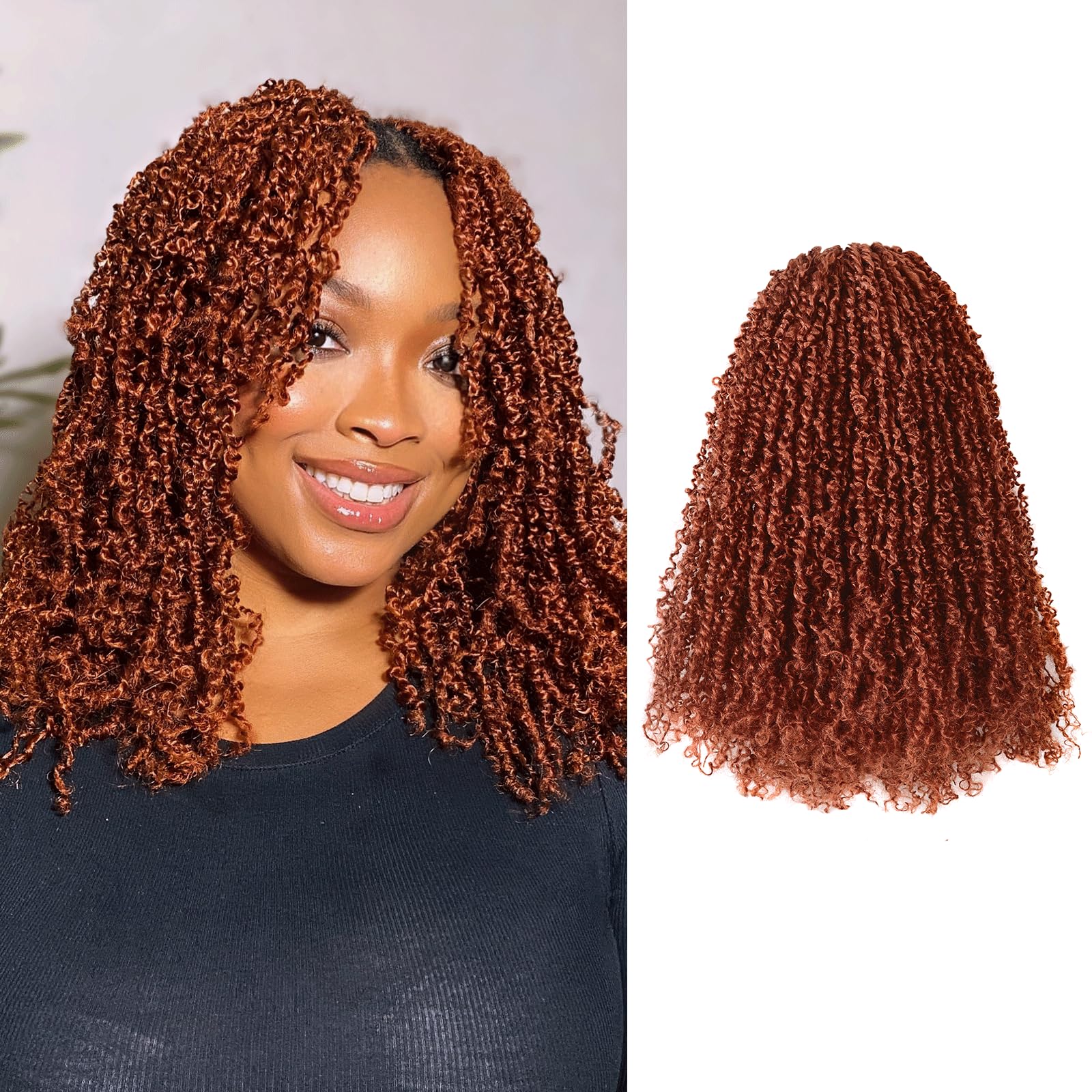 Photo 1 of Toyotress Yanky Twist Crochet Hair - 12 Inch 8 Packs (30 Strands/Pcs) Fluffy Spring Mini Twist Passion Twist, Orange Pre-Looped Crochet Braids Braiding Hair (12 Inch, 350#-8P)