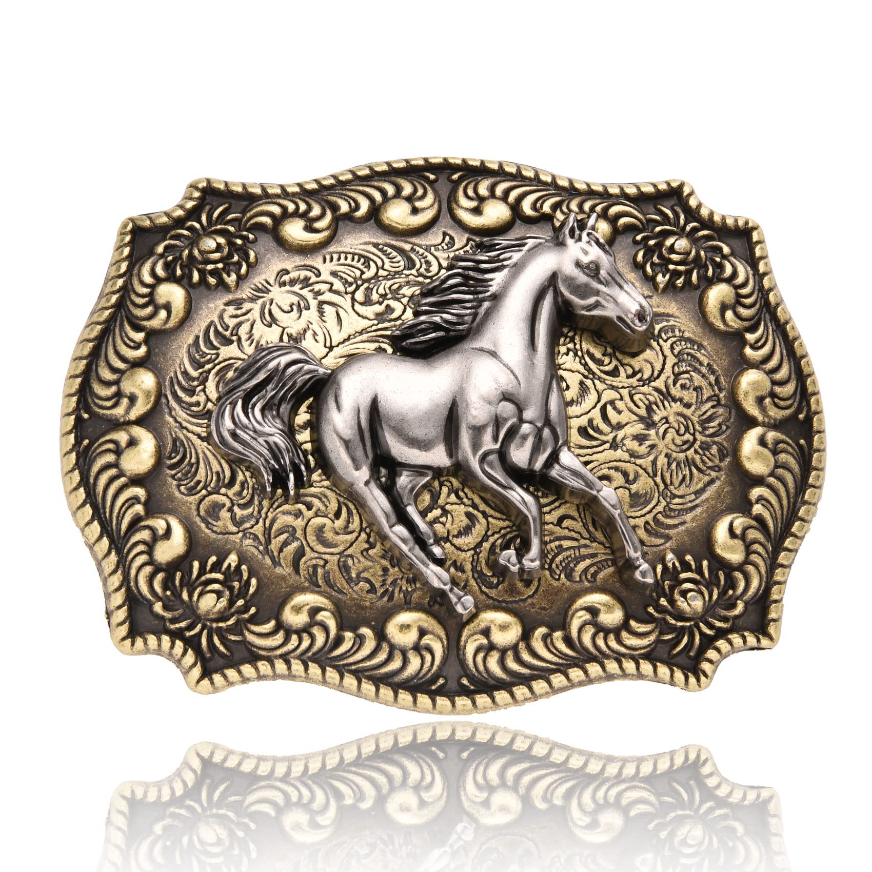 Running Horse Western Belt Buckle for Men Women, Long Horn Bull Cowboy Belt  Buckles for Women Boys Husband