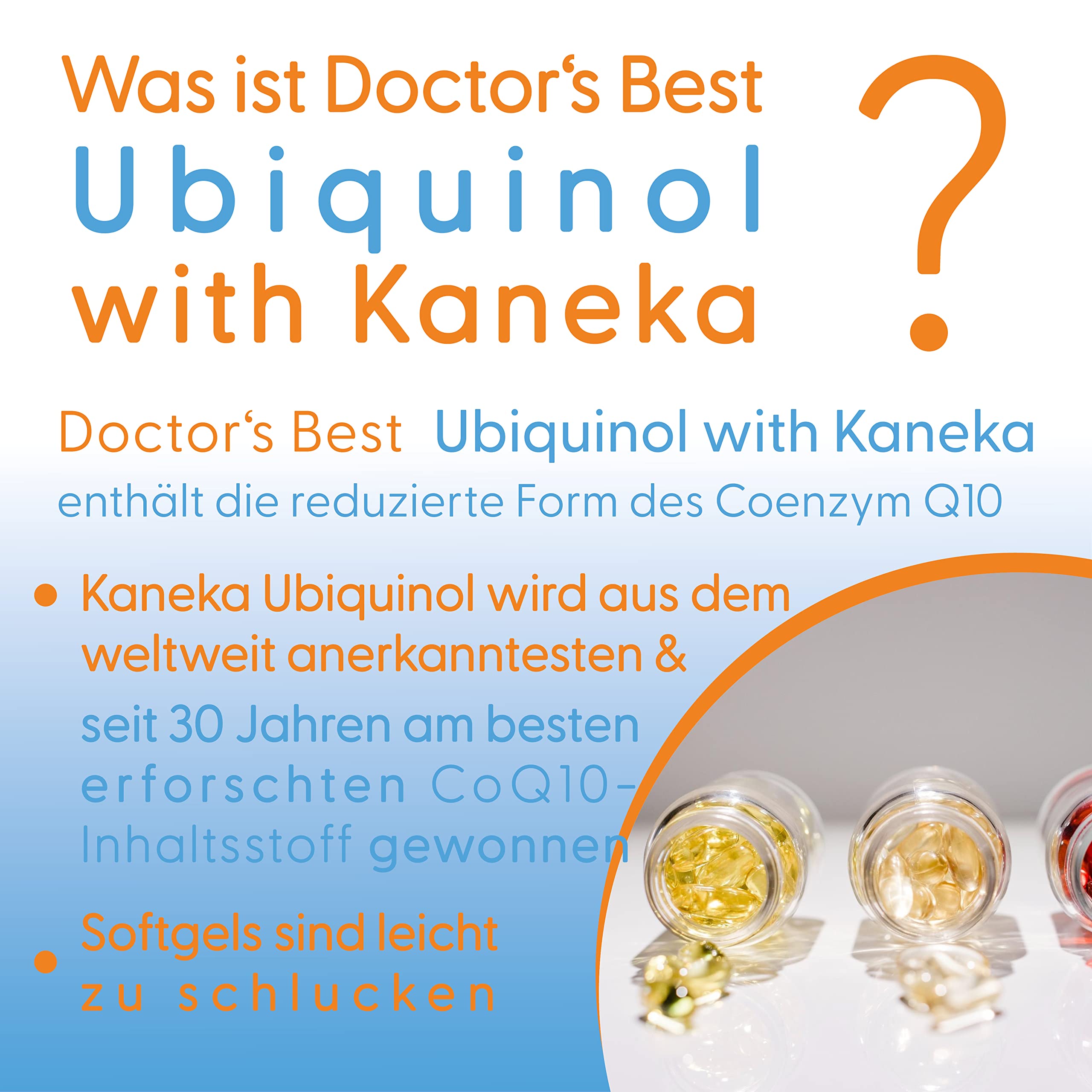 Doctor's Best, Ubiquinol mit Kaneka, 60 Softgels, 100mg Ubiquinol je Dosis, Glutenfrei, GMO frei, Geschmacksneutral