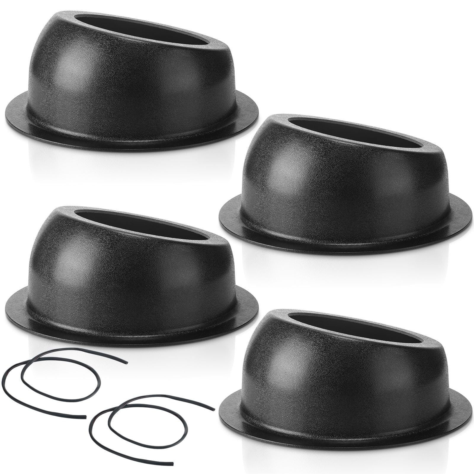 Amylove 4 Pcs 6.5 Inch Speaker Box Universal Angled Black Speaker Enclosures Pods Surface Mount with 2 Rubber Strip for Install Speakers or Smaller Custom Mount Door Kick Panel Rear Deck,Hole Cut