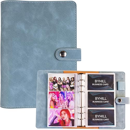 A6 Binder Business Card Holder Book with 40 Pack 240 Pockets Inner Refill Page Sleeves, PU Leather Business Cards Book Organizer and Page Protector for Business Card, Credit Card and K-pop Photocard