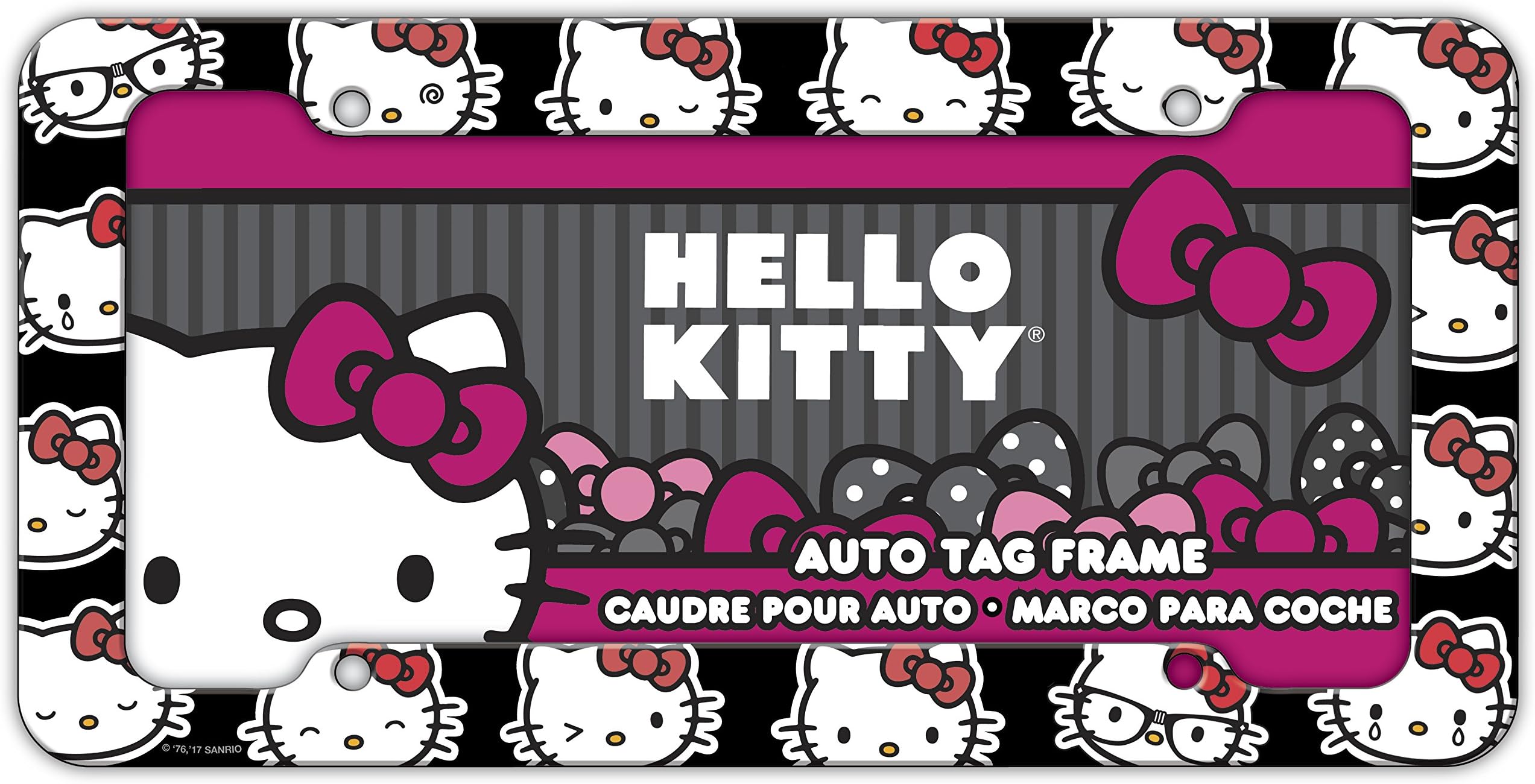 Chroma Graphics 42558 Hello Kitty Emoji Heads Plastic Frame, 12.5x6.25x0.2, Black/White/Red