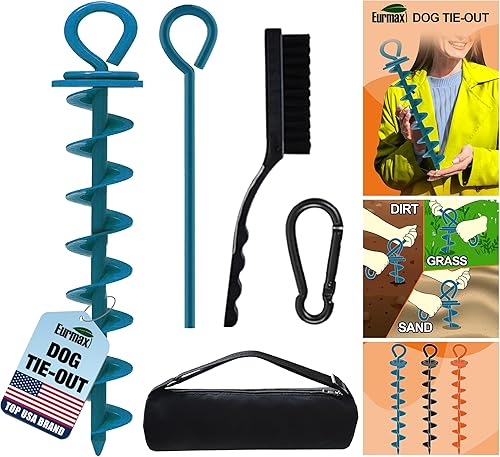 Miniatura 19 de Eurmax USA Estaca de amarre para perro resistente para perros grandes de hasta 210 libras, Estacas para perros para exteriores, Ancla para perros