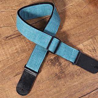 Icegrey Tracolla Per Chitarra In Cotone E Lino Tracolla Per Chitarra Classica Regolabile In Tinta Unita Per Chitarra Acustica/Elettrica/Basso Blu Guitar Strap+Headband