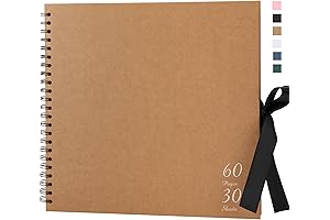 Elegant Brown DIY Memory Book - Capture Precious Moments with 60 Thick Kraft Pages