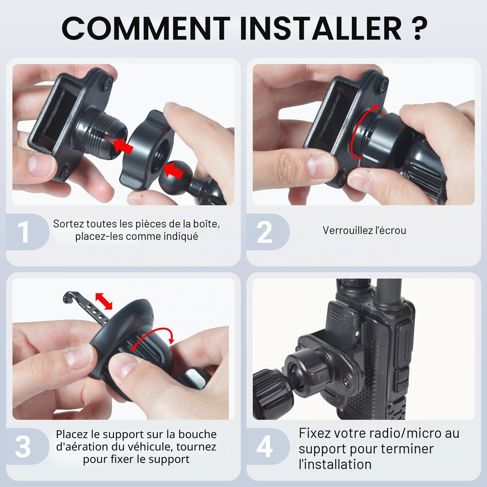 Support universel UAYESOK pour talkie-walkie compatible avec Motorola, Baofeng, Icom, Midland, Sepura, Cobra et Hytera