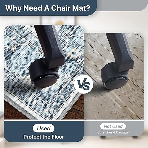 Miniatura 49 de Tapete para silla de oficina y suelo de azulejos de madera dura, para debajo del escritorio, de vinilo fino, lavable a máquina y antideslizante