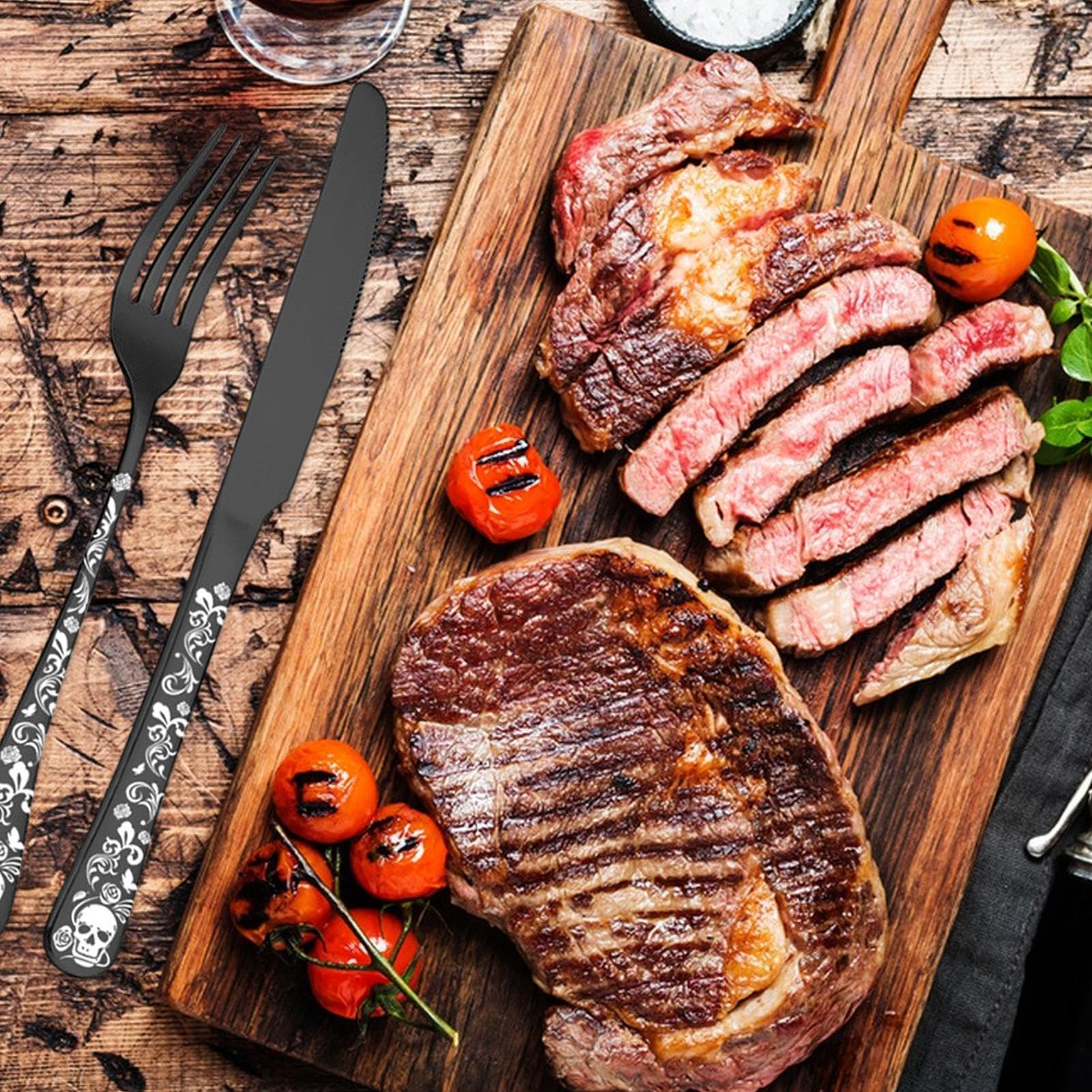 Metallutensilien-Set, Besteckset für 6 24-teiliges Besteck mit | Tragbare Küchengabeln und -löffel, Besteck für das Essen in der heimischen Küche, beim Camping