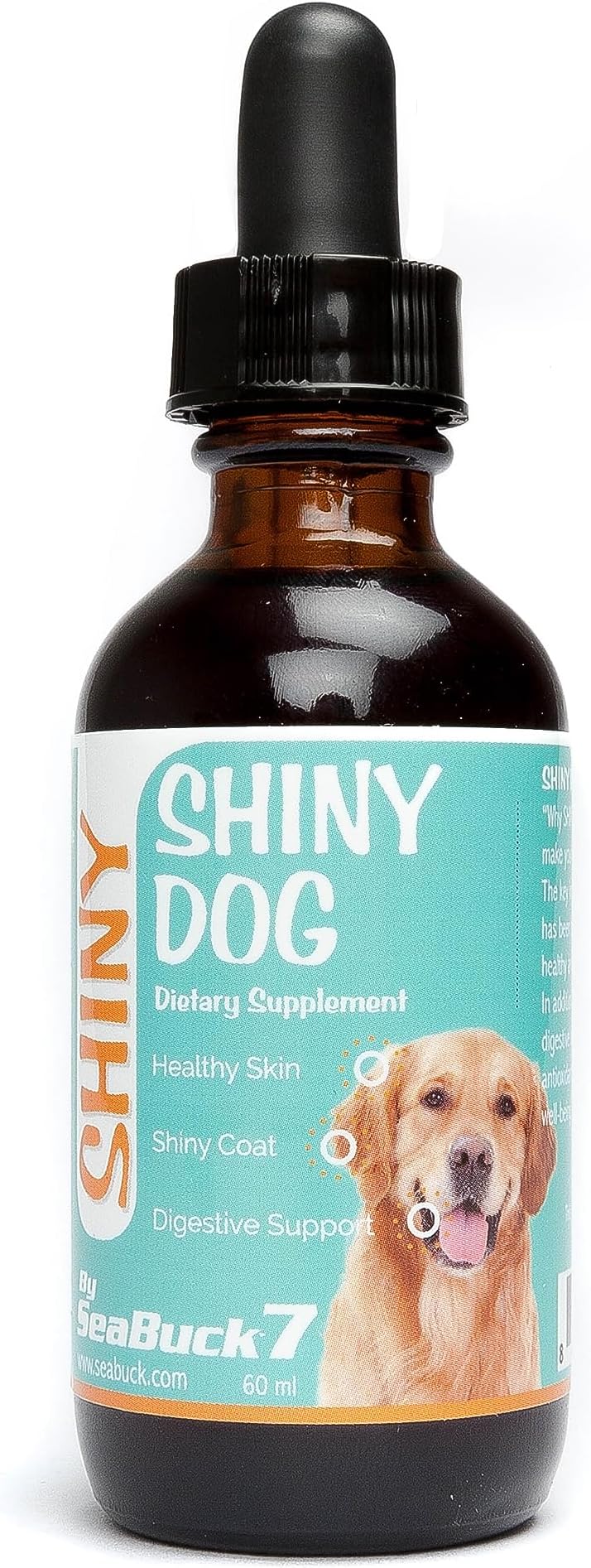 SeaBuck 7 Shiny Dog Sea Buckthorn Oil to Improve Dog Health (2-4 Month Supply, 60ml) โ Supports Shiny Coat, Healthy Digestion, and Skin & Paw Pad Health for Dogs