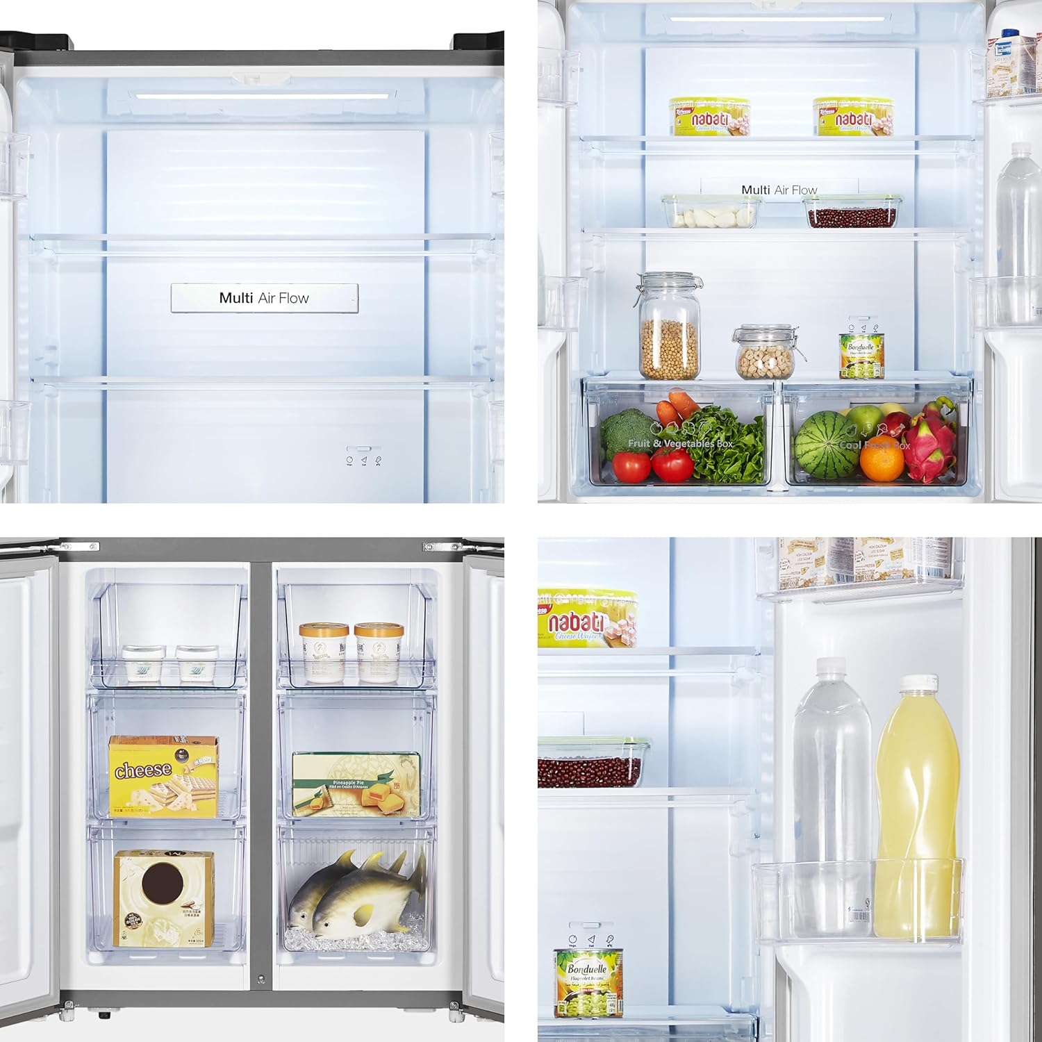 Hisense MQ79426SE Frigorifero Americano Quattro Porte, Grande capacità 427 litri, Finitura Argento, Total No Frost, Classe E, Illuminazione LED, Sistema Multi Air Flow, Holiday mode Classe E 427 litri Inox - Immagine 5