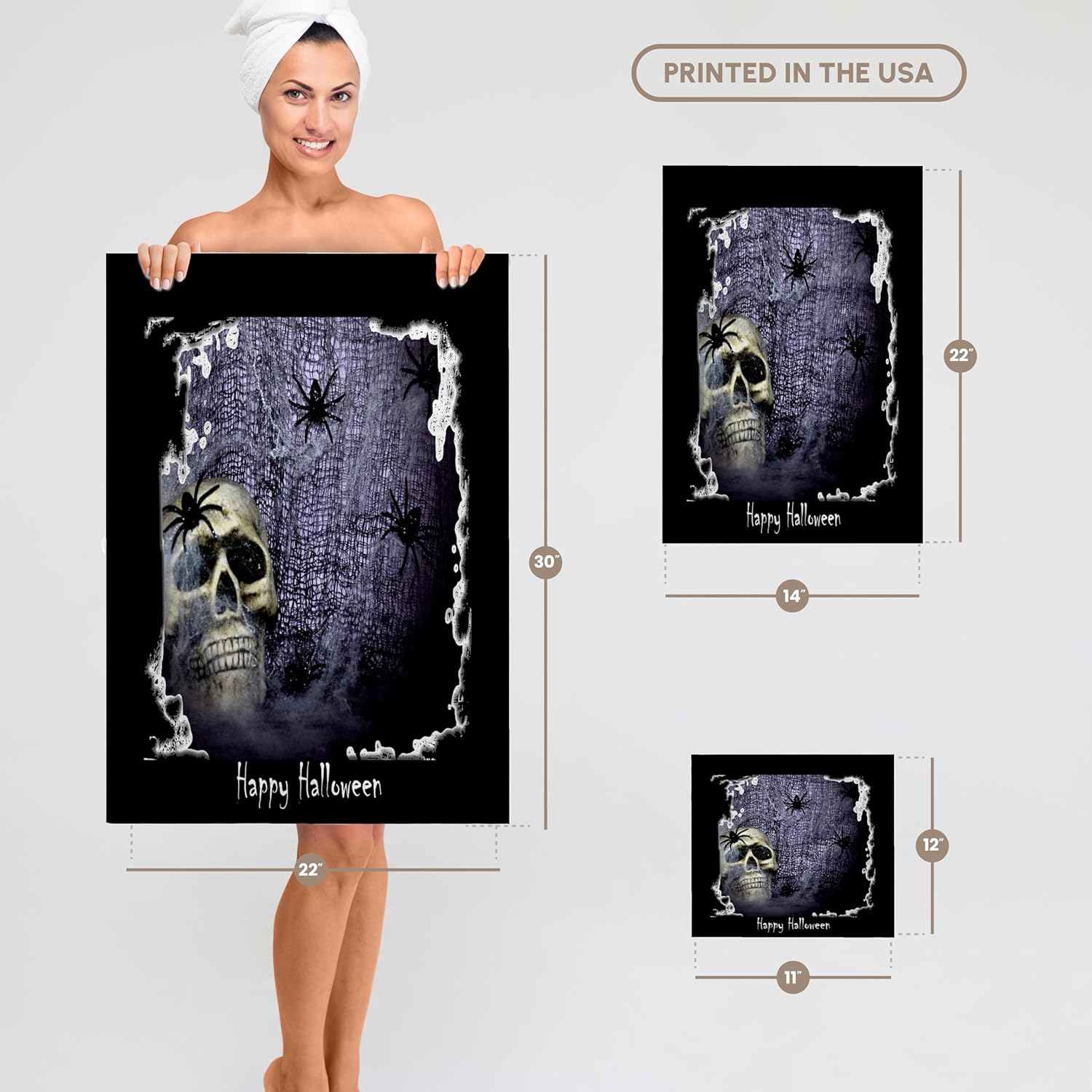 3dRose Web Spider and Skull Halloween Skull Design 22x30 Bath Hand Pool Towel