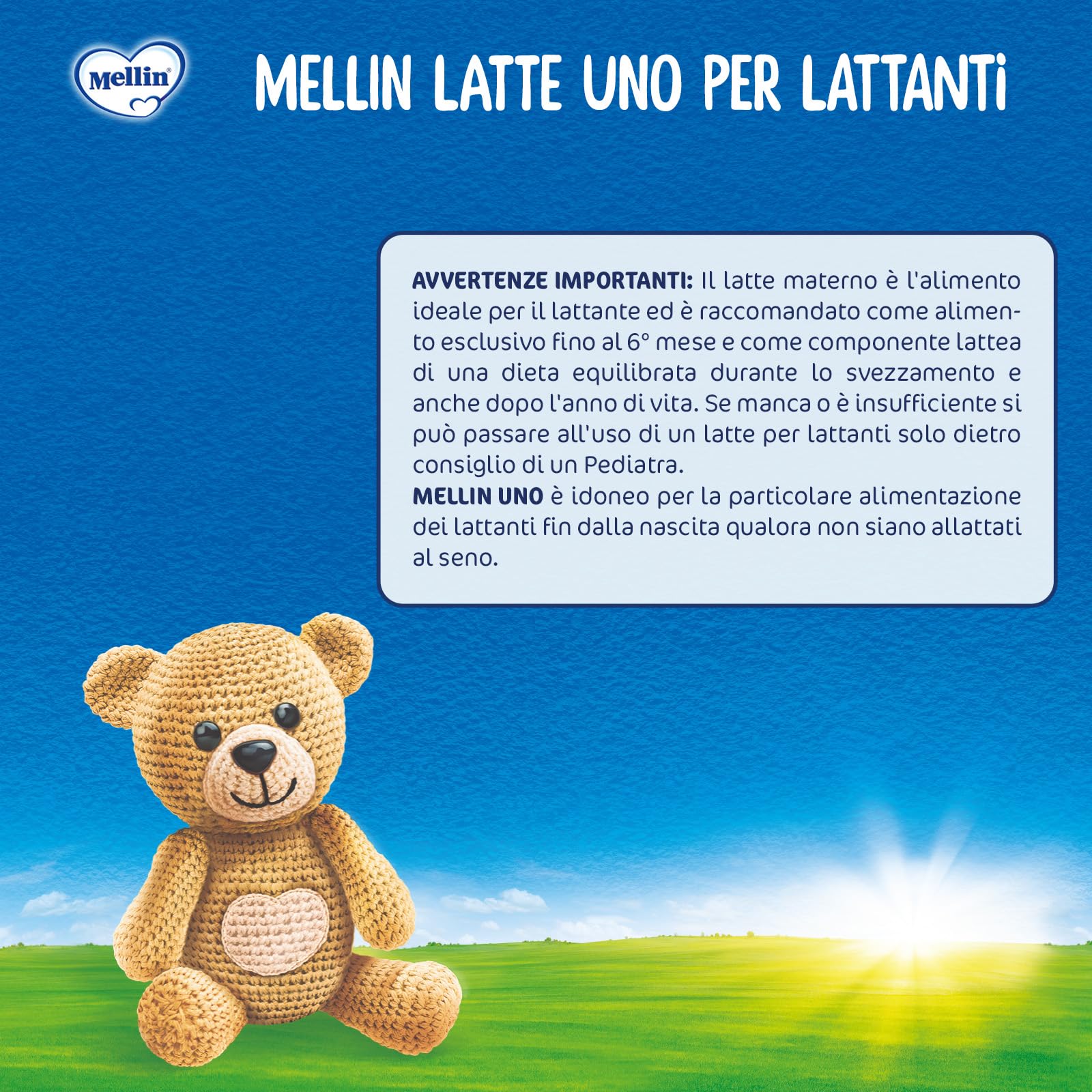 MELLIN 1 - Latte in Polvere per Lattanti dalla Nascita al 6° Mese - Confezione 3300 grammi (3 confezioni da 1100g)