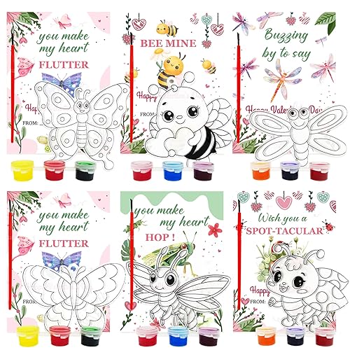 Ayhuhra 30 Sets Valentine Card with Love Bug Suncatchers Craft