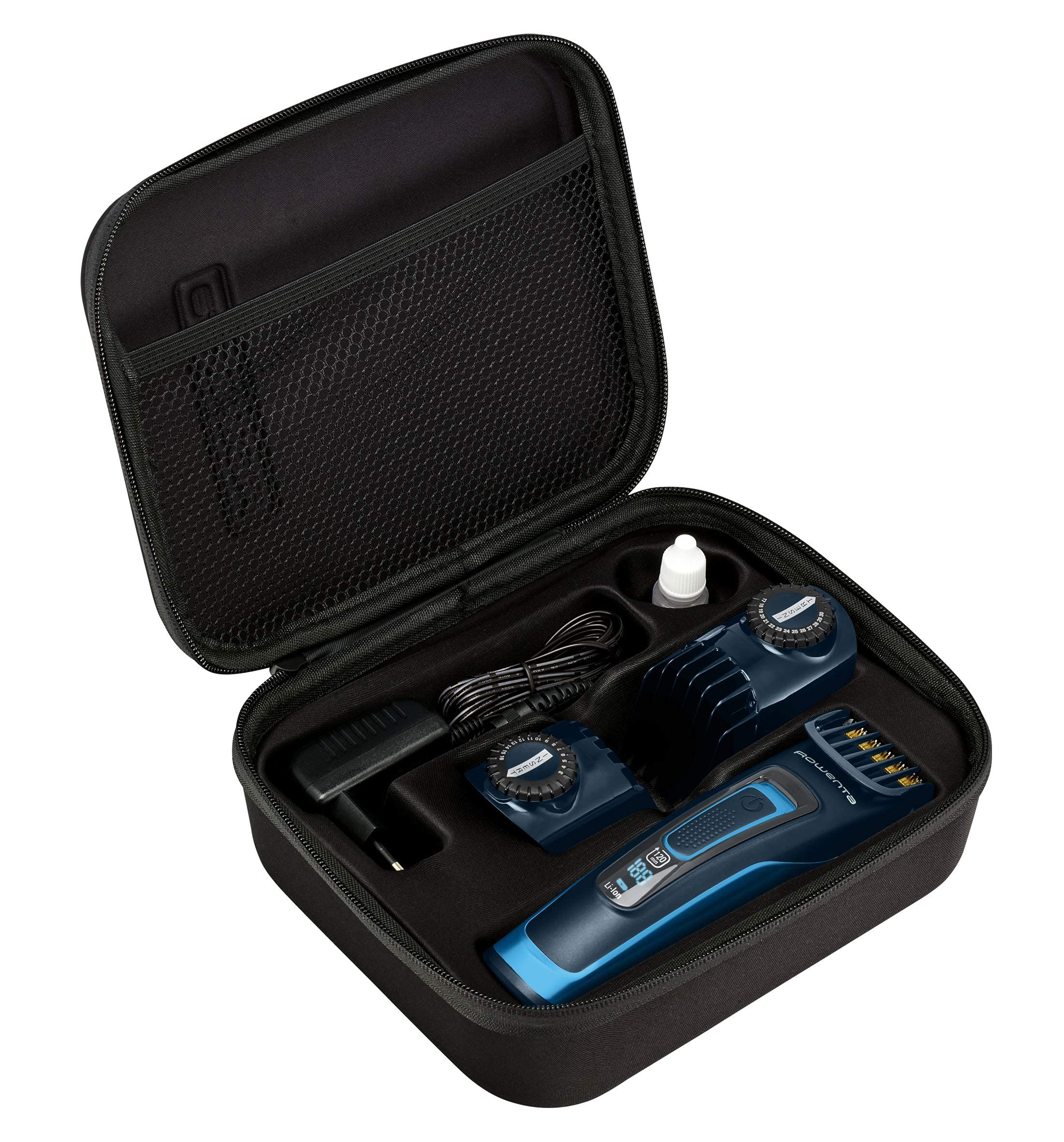 Rowenta Advancer Xpert TN5241 Cortapelos para hombre, cuchillas acero inoxidable, revestimiento titanio, 45 ajustes de 0.5 mm a 30 mm, autonomía hasta 120 min, carga rápida, sin cable, neceser