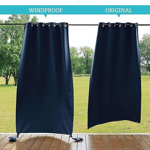 Miniatura 2 de RYB HOME Cortinas de exterior para patio, resistentes al viento, con bolsas pesadas, cortinas opacas impermeables para pantalla de estar exterior,