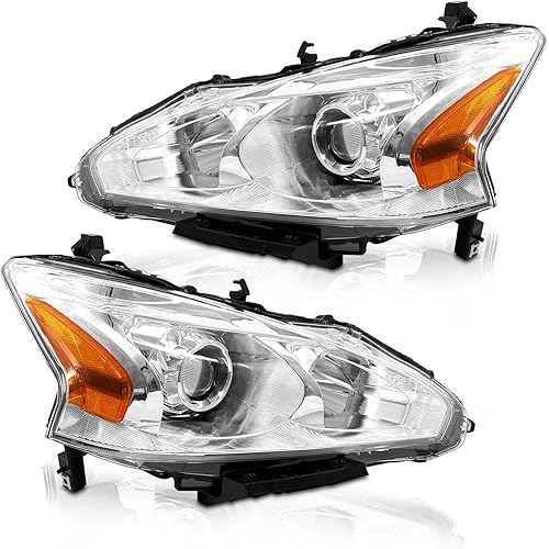 AXLAHA Headlight Assembly Compatible with 2013 2014 2015 Nissan Altima Only fit 4 Door Driver and Passenger Side Chrome Housing Clear Lens