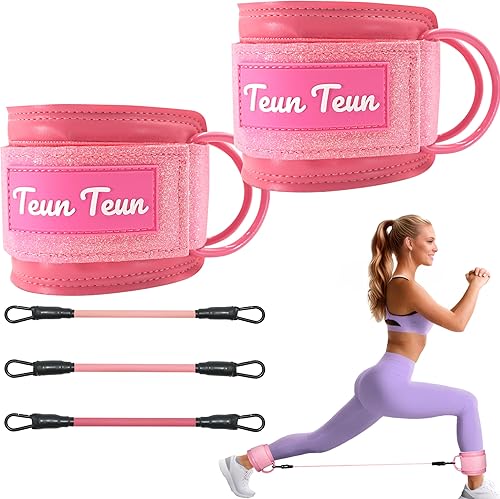 Miniatura 19 de Correas de tobillo con purpurina para máquina de cable, accesorios para mujer, correas de cable de gimnasio para entrenamiento de glúteos, extensión