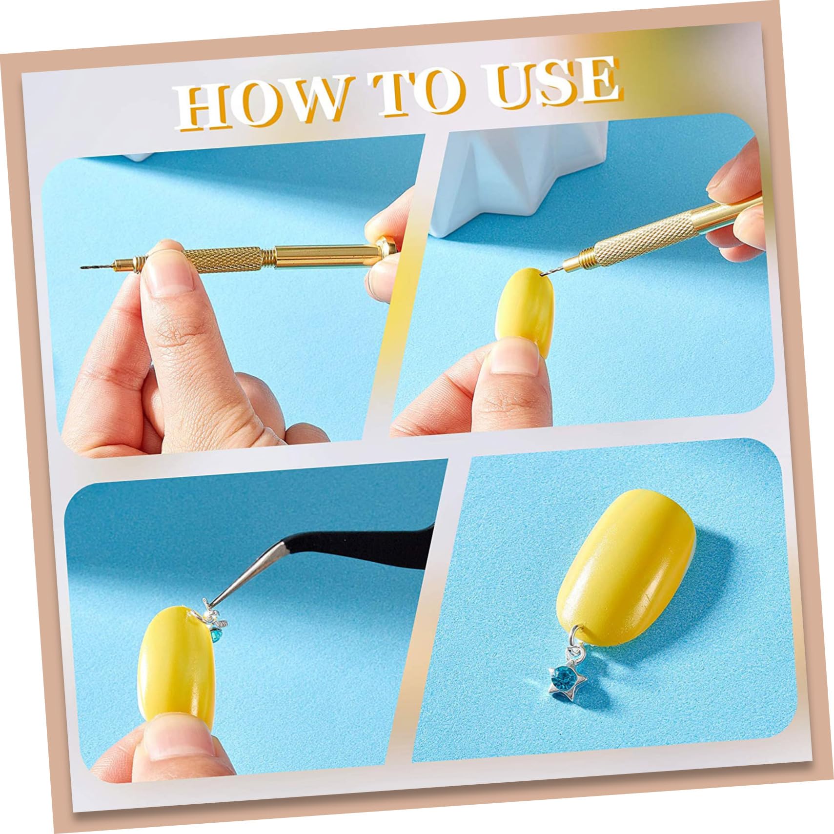 FOMIYES 3pcs Nail Art Supply Dangle Piercing Tool Nail Art Accessories Handheld