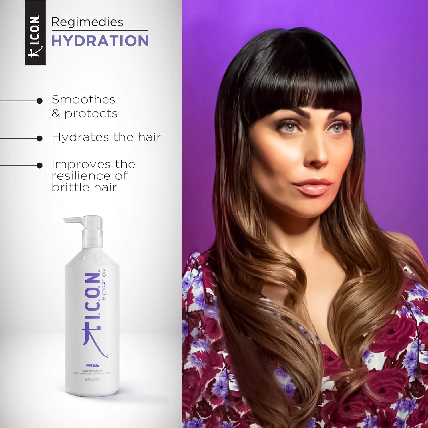 I.C.O.N. Free Moisturizing Conditioner, Salon-Quality Hair Care, 33.8-Ounce Bottle