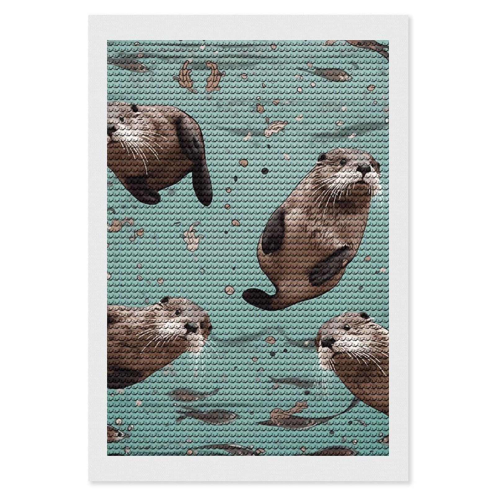 DWVTSLH Otters Diamond Painting Kits for Adults, Personalized Diamond Photo Art Full Drill, DIY 5D Diamond Art Painting Kits for Beginners, Home Wall Decor 8"x12"