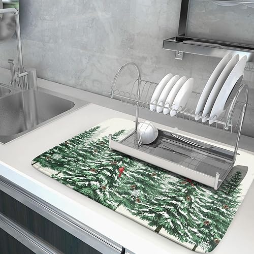 Vista 215 de Daisy On Old - Tapete de secado de platos de madera para encimera de cocina, tapete de secado de madera turquesa de 18 x 24 pulgadas con tapete