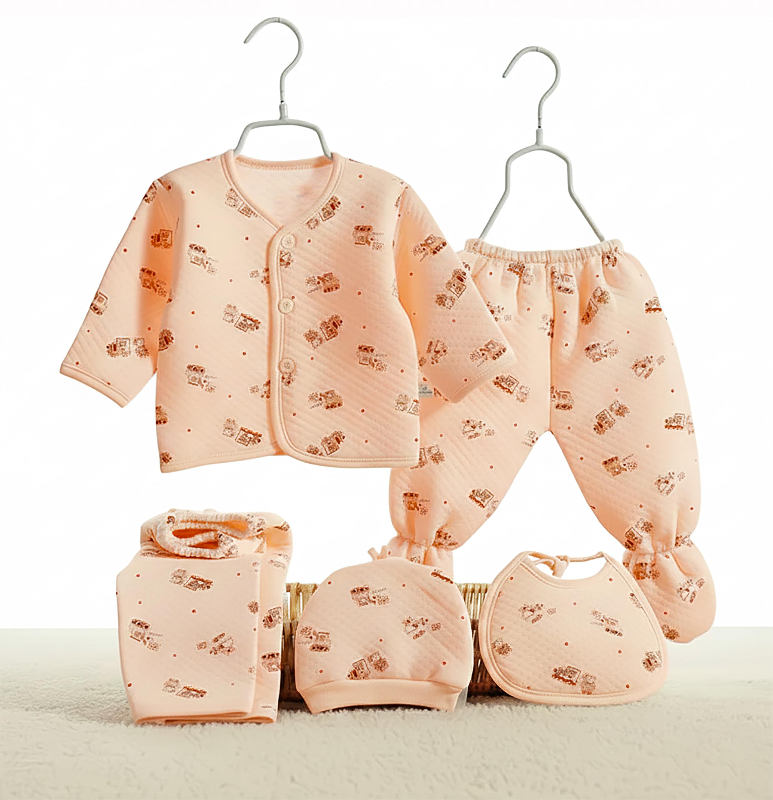 Presents New Born Baby Summer Wear Printed Baby Clothes 5Pcs Sets 100% Cotton Boys Girls Unisex Baby Cotton/Summer or Flannel Suit Infant Clothes First Gift for New Born (0-6 Months)-image-11