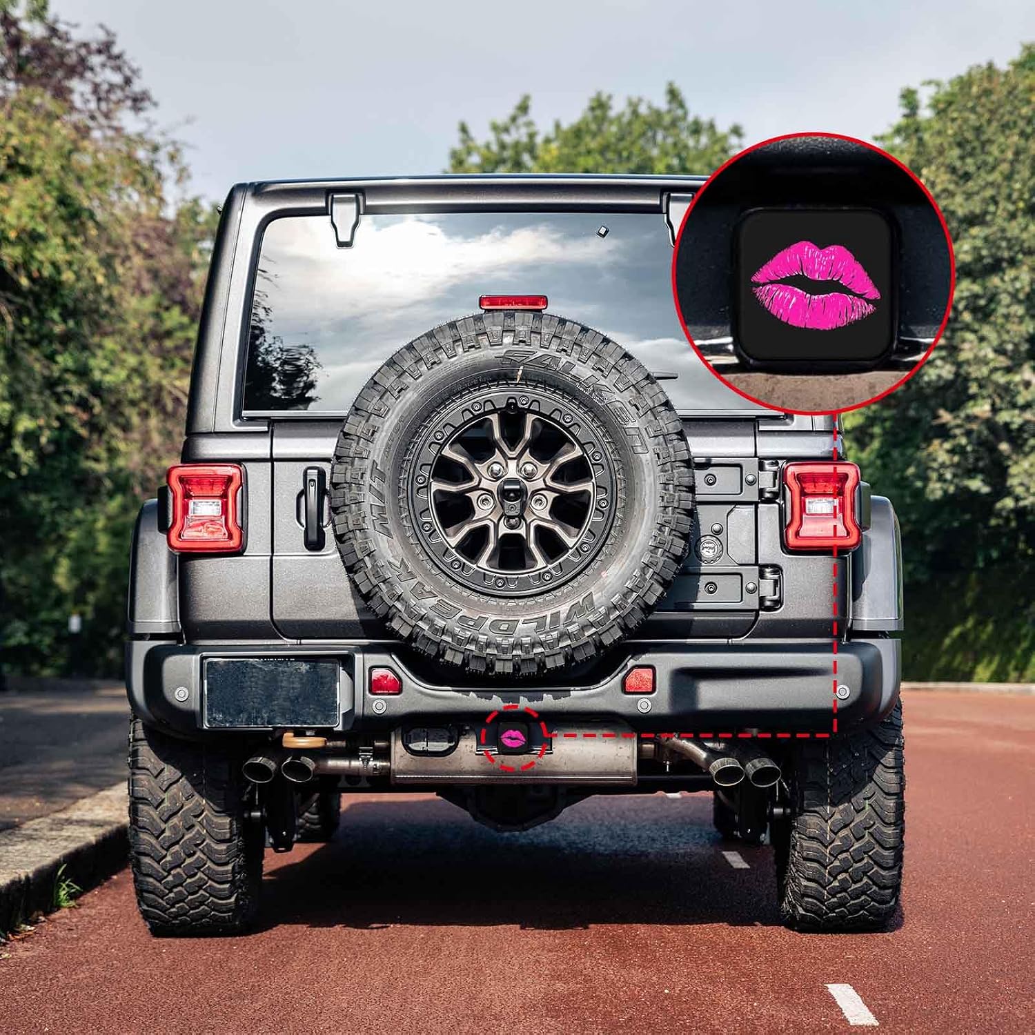 Trailer Hitch Cover 2 Inch Square Receiver Hitch Cover Rubber Tube Plug, Pink Lips Truck Hitch Covers Anti-Rust Dust Cover for Pickup Towing