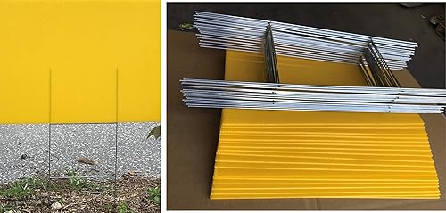 Paquete de 5 letreros de patio de la mejor calidad (amarillo) de plástico corrugado de 18 x 24 pulgadas y 5 estacas de alto de 30 pulgadas para