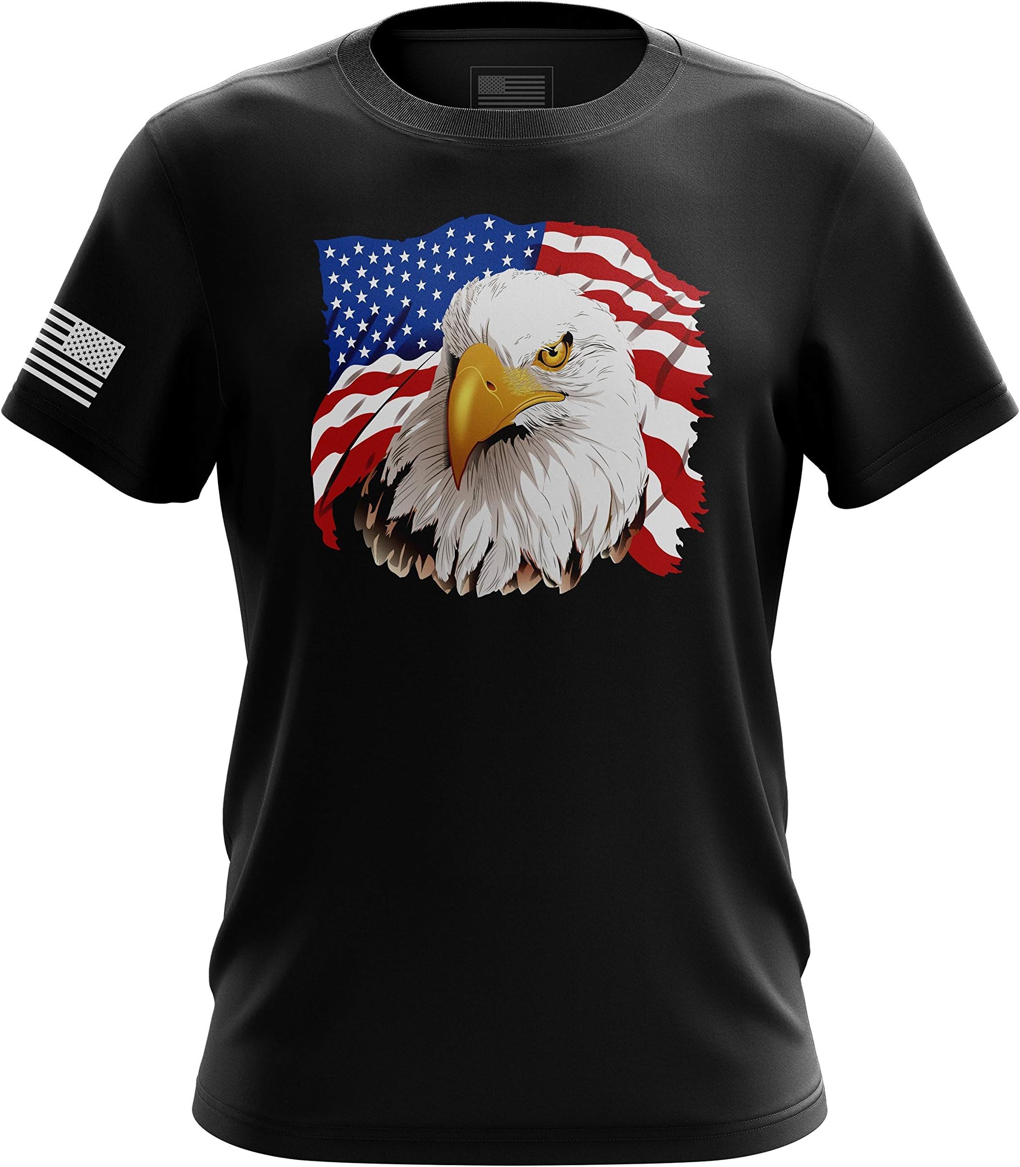 Tactical Pro Supply American Freedom Eagle Cross Flag Military Army Mens T-Shirt-Cotton Polyester Materials Machine Wash Cold Tshirt Made in USA - Black (Small)