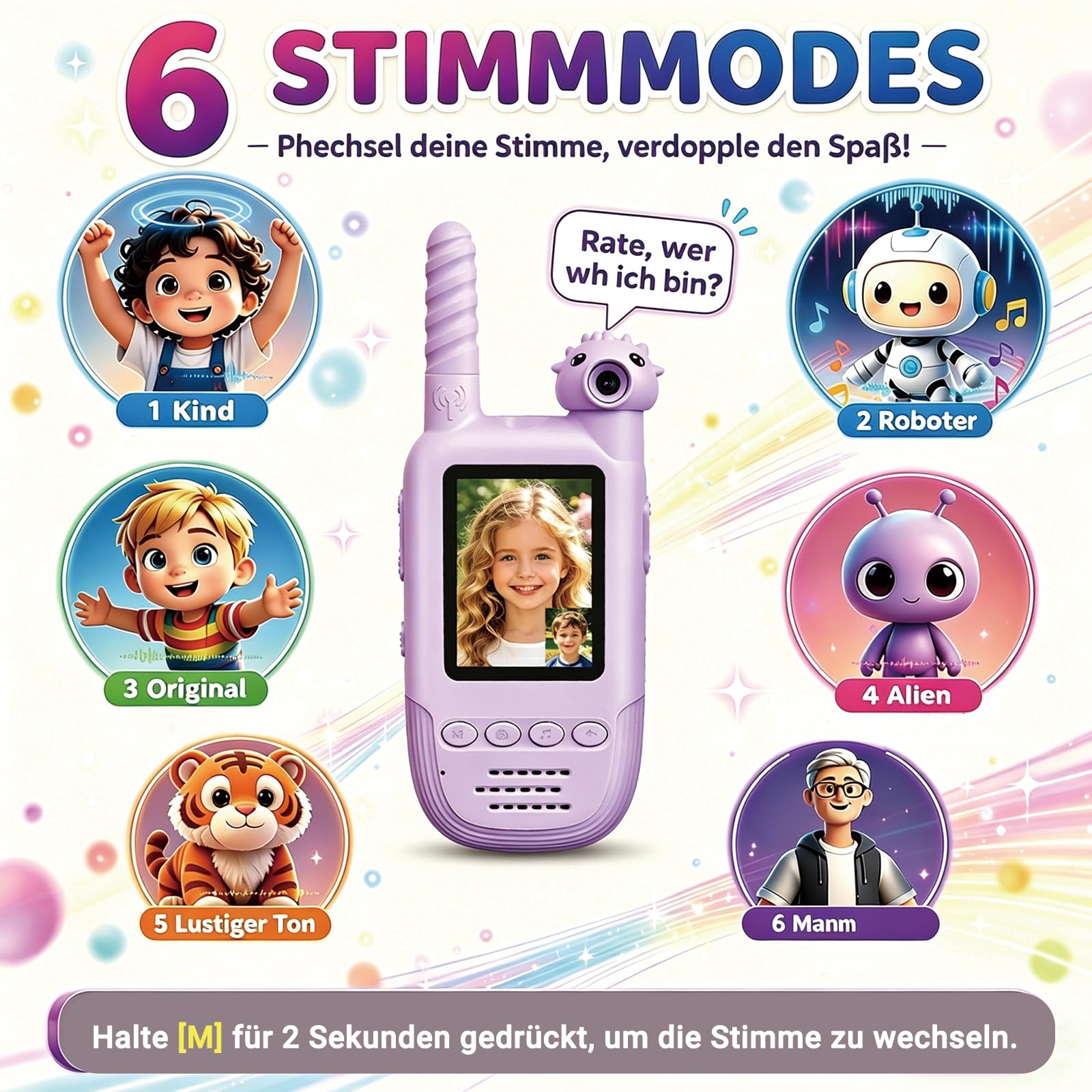 Video Walkie Talkie Kinder 2er Set, wiederaufladbare Walky Talkies mit 180° Kamera & Foto, Draußen Spielzeug Geschenk für Jungen Mädchen 3-12 Jahre