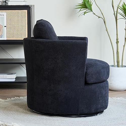 Miniatura 6 de Silla giratoria decorativa, silla giratoria de barril de 360, cómodo sillón con respaldo para sala de estar, dormitorio, oficina, lectura, sofá