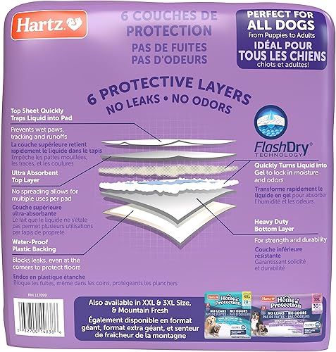 Miniatura 8 de Hartz Home Protection Lavender Scented Dog Pads, 50 count, Super Absorbent & Won't Leak, Odor Eliminating