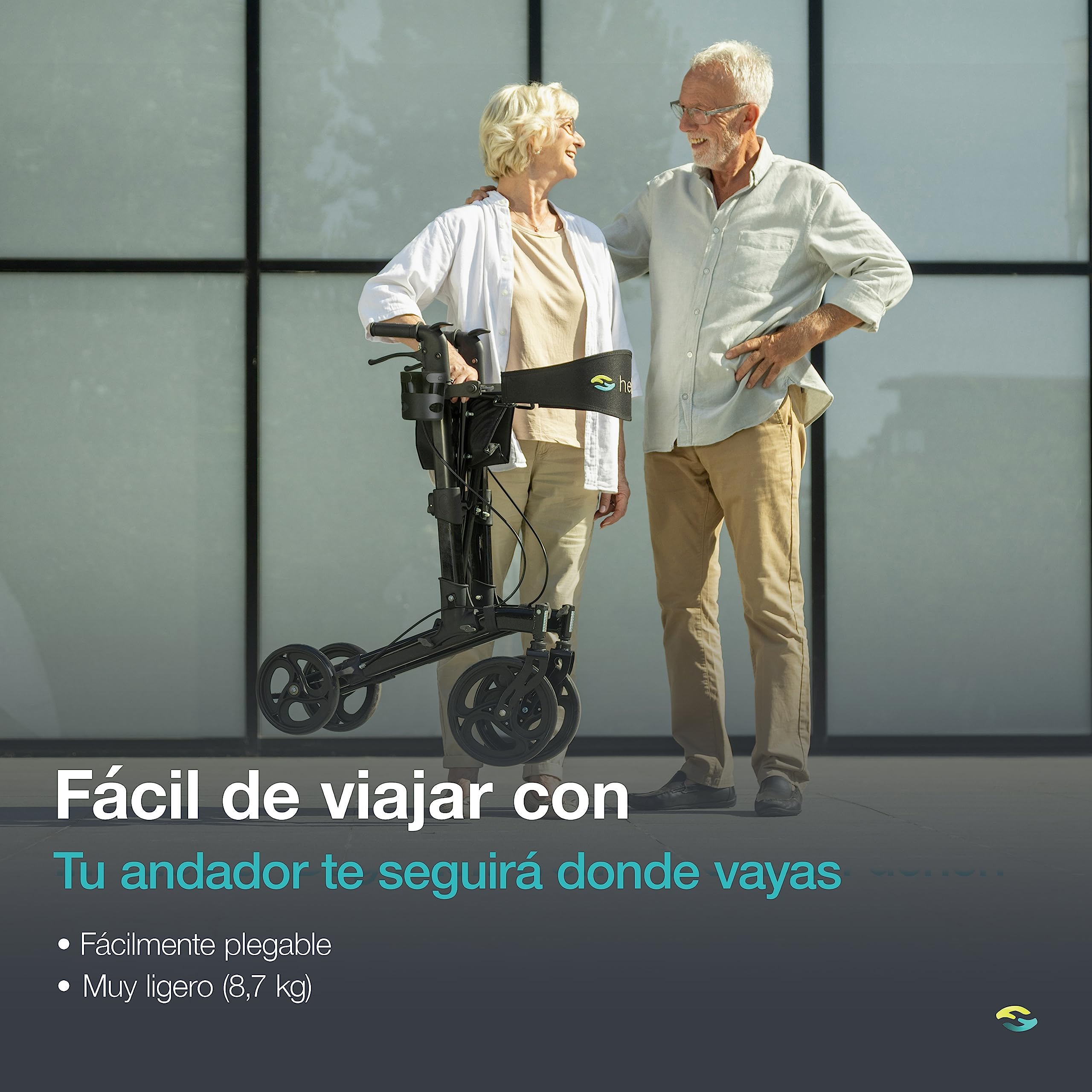 HELAVO Andador para Ancianos Plegable con asiento - Andadores de Aluminio Ajustable Individualmente - Perfecto para Casa y Fuera