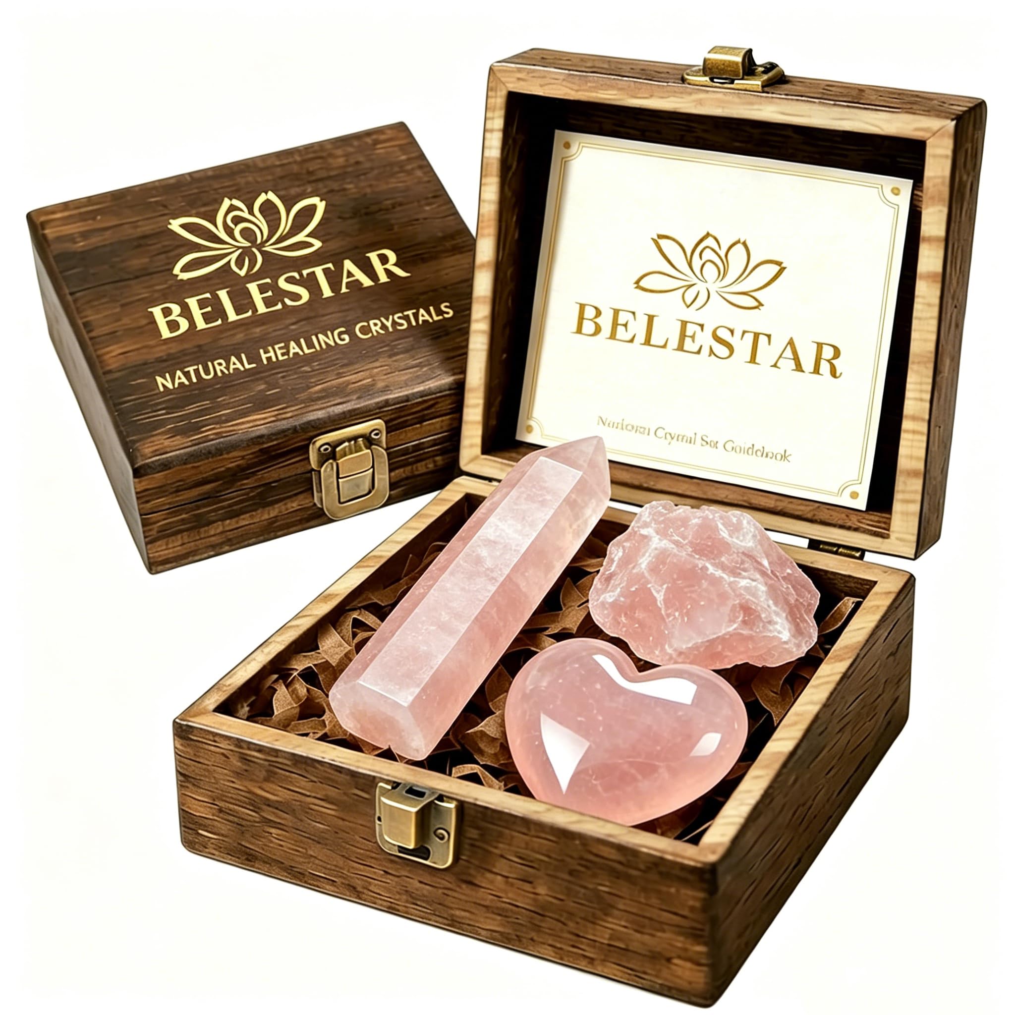 BELESTAR Premium Rose Quartz Crystal Set