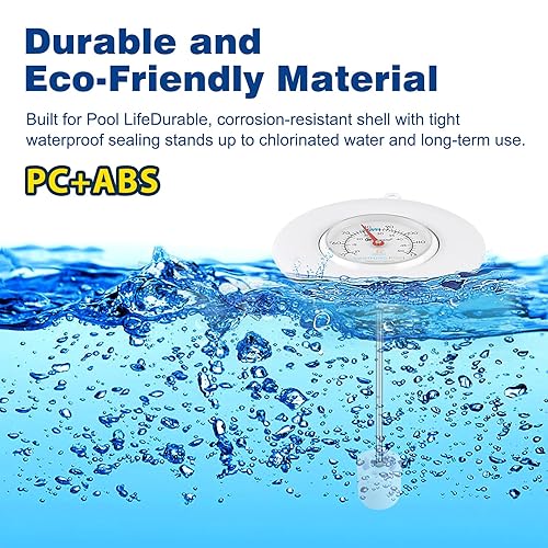 Miniatura 4 de CloudHand Termómetro flotante de fácil lectura, color blanco, pantalla de 1.68 pulgadas con cuerda para piscina al aire libre e interior, bañera de