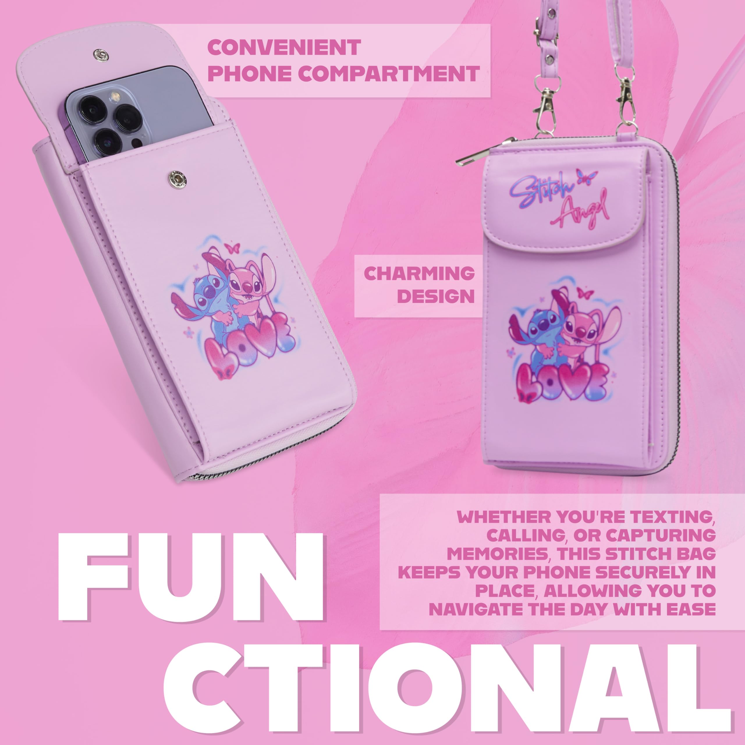 Disney Bolso Niña Cruzado, Bolso para Teléfono con Ranuras para Tarjetas, Correa Ajustable, Regalos Niña