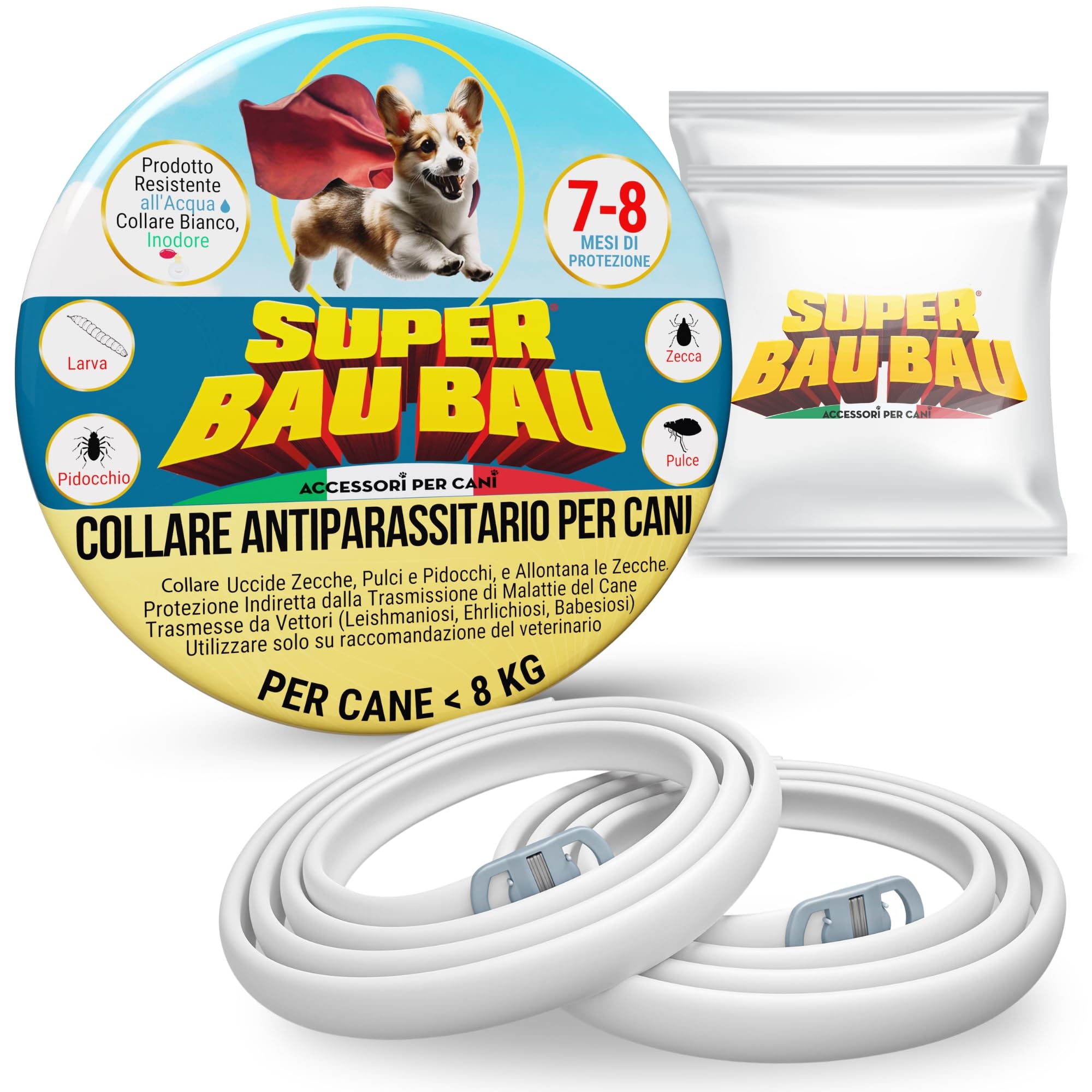 Super Bau Bau Collar Antiparasitario Perros (Perros pequeños: hasta 8 kg)