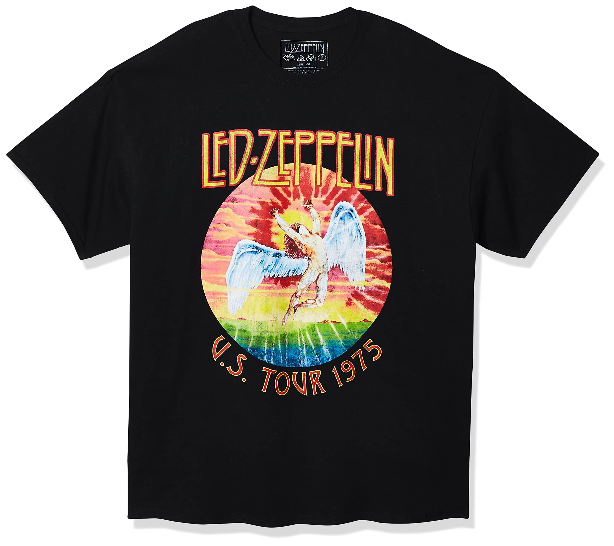 Led Zeppelin Men's Us Tour 1975 Tee T-Shirt, Black, S