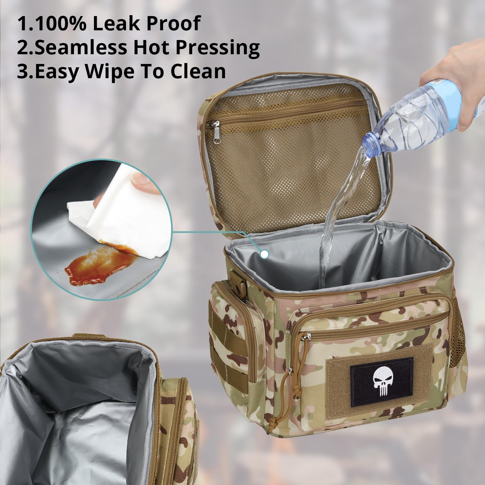 Sac Repas Homme – Sac Isotherme Tactique avec Système Molle, Étanche et Anti-Fuite, Glacière Isolante pour Adultes, Femmes ou Hommes, avec Bandoulière Réglable