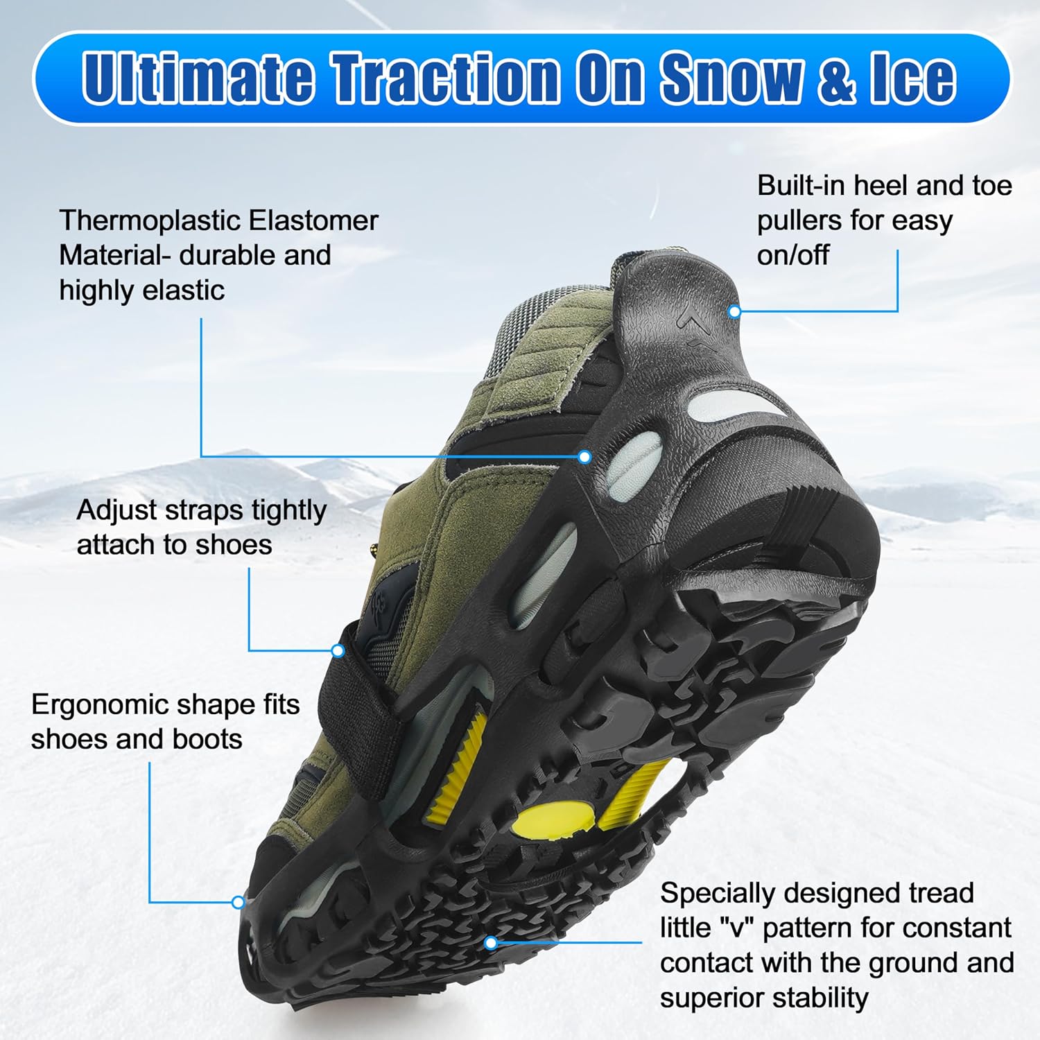 Spikeless Shoe Cleats Anti Slip Roofing Shoes, Roofing Traction Shoe Covers for Metal Roof, Wet Floors, Slippery Surfaces, Snow and Ice Walking, Non-Slip Shoe Grips Overshoes for Work Boots Shoes