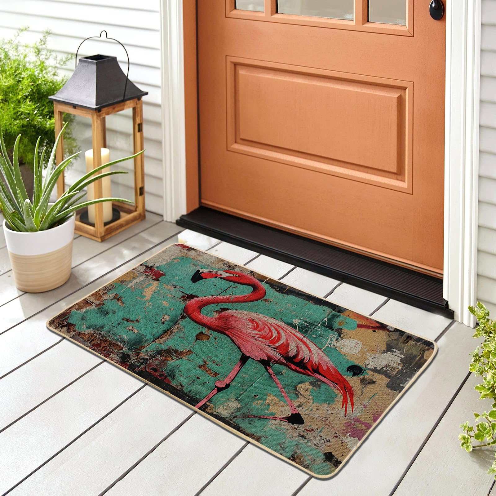 Paillasson flamants roses vintage noir extérieur et intérieur pour la maison