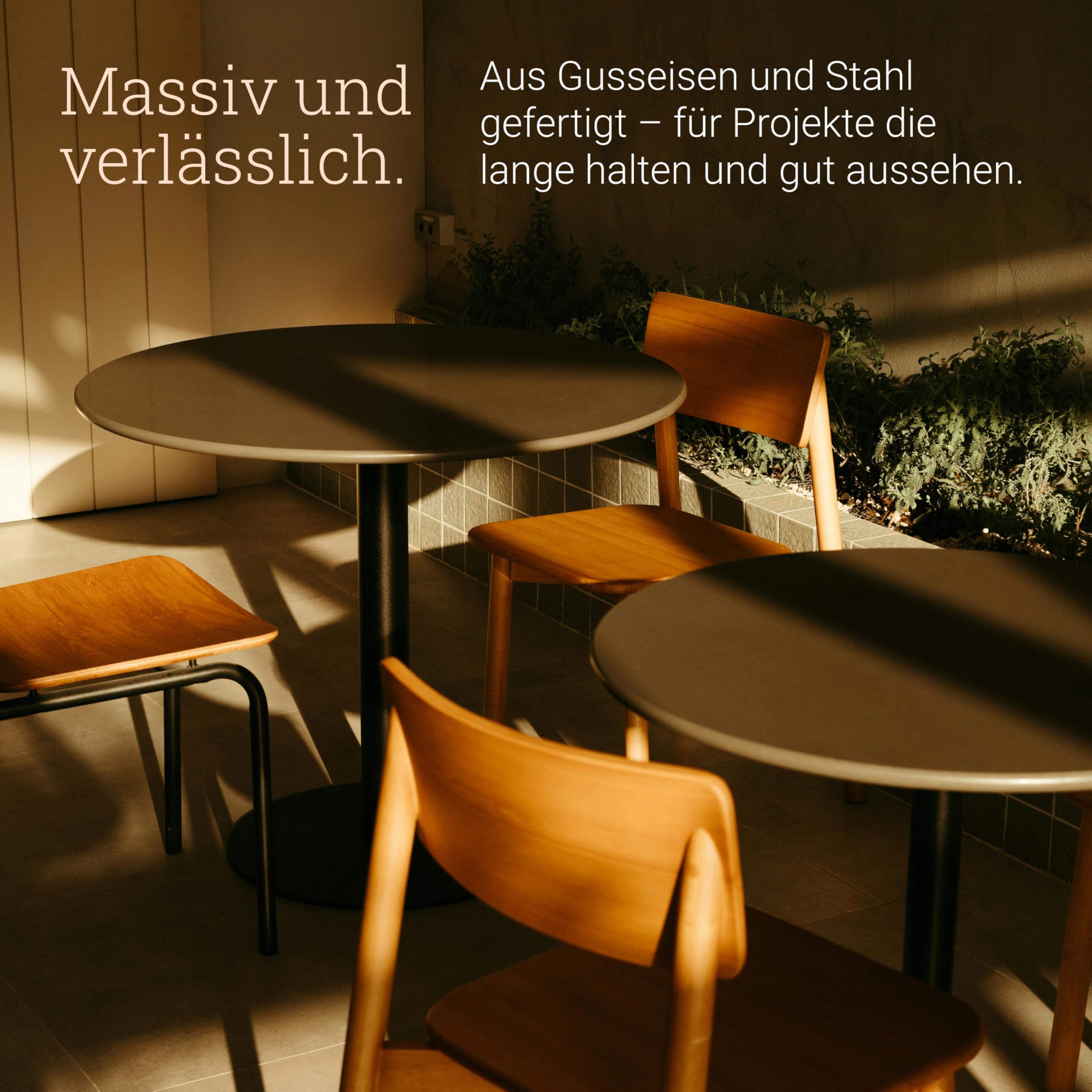 Natural Goods Berlin 1x Bistrotischgestell Single ECKIG - 17kg Bistro Tisch Tischgestell Metall Schwarz Gastro - DIY Tisch Untergestell 720 mm - Für Tischplatten bis 75x75cm oder 80cm Durchmesser