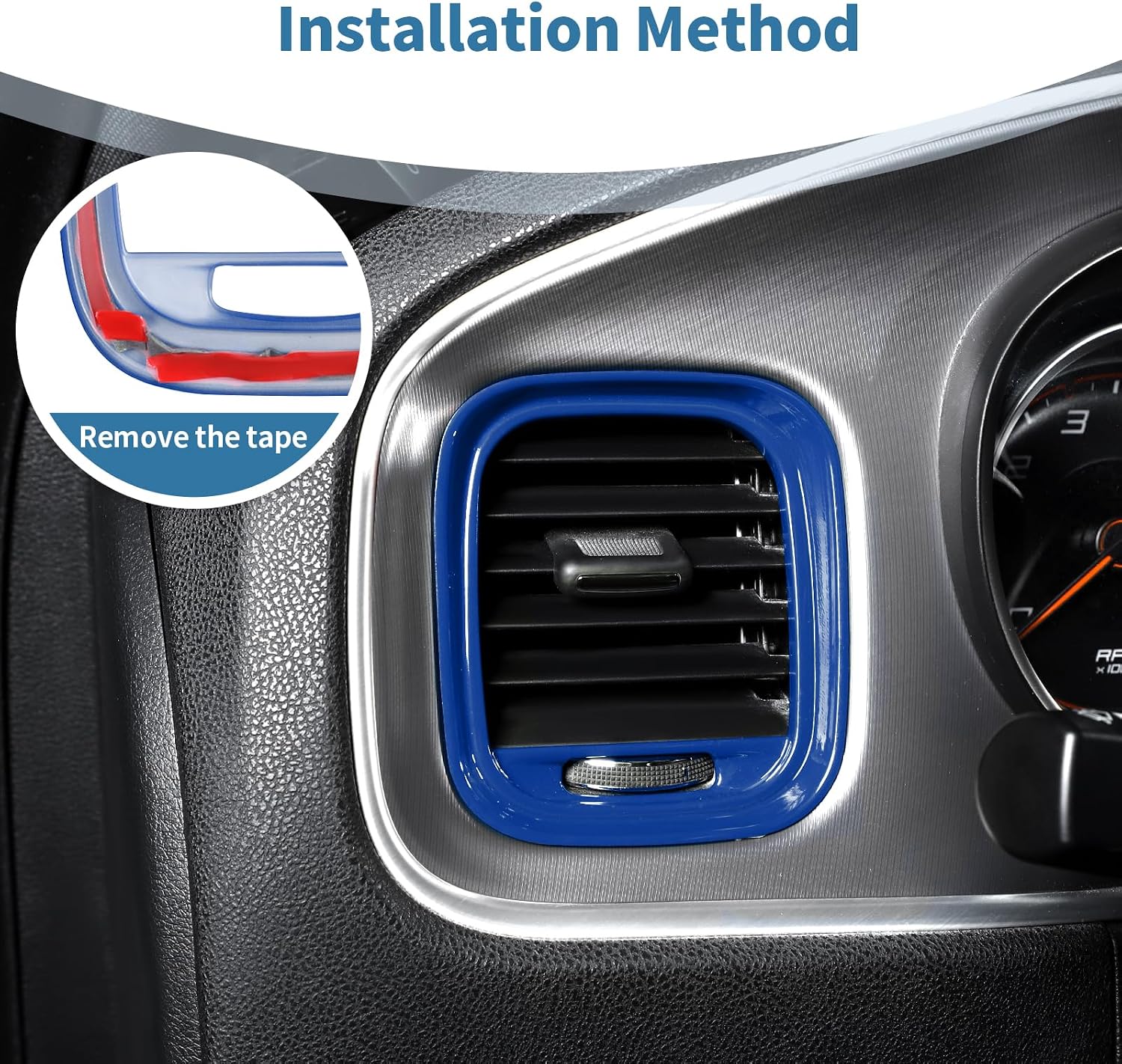 for Charger Dashboard Side Air Vent Cover Trim Fit for Dodge Charger 2015-2023 Blue Interior Accessories 2pcs
