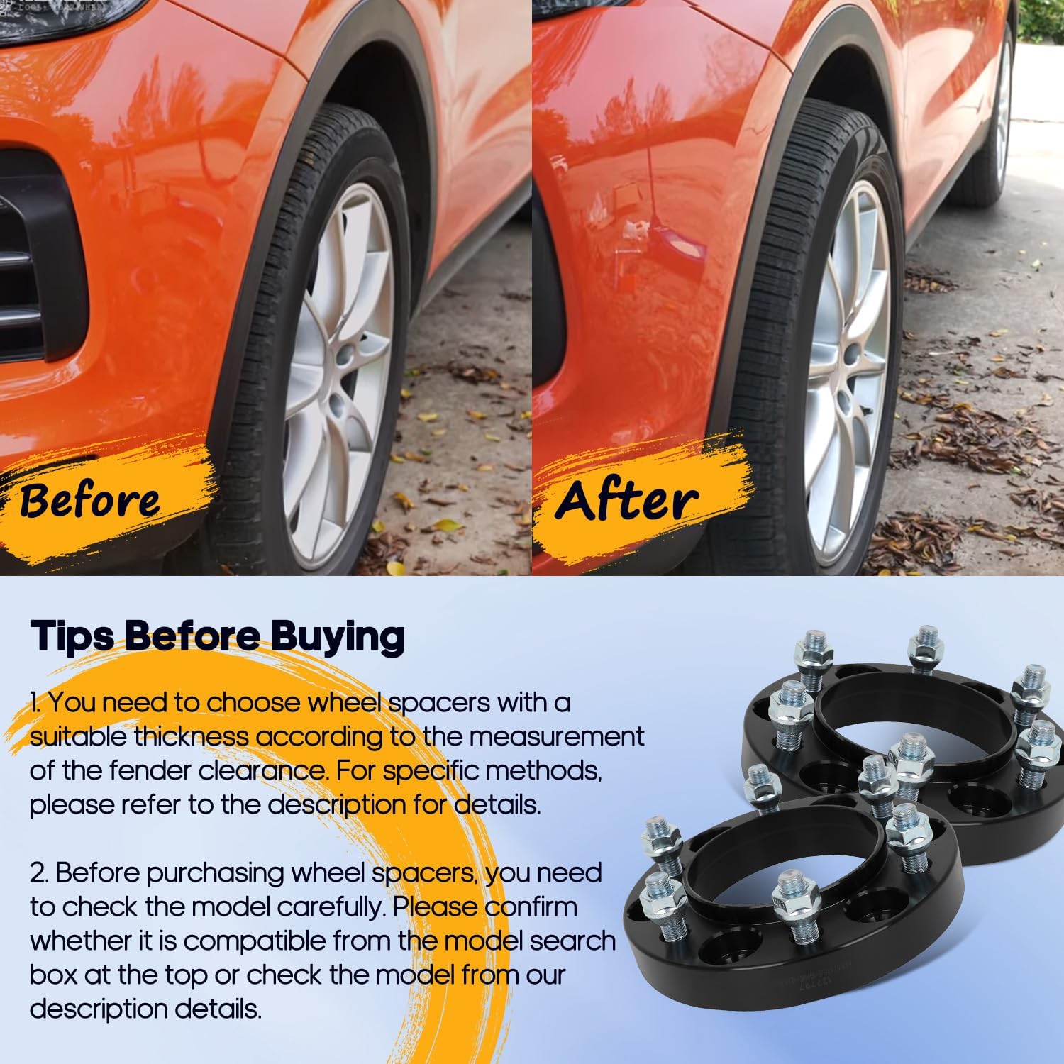 OCPTY 6 Lug Wheel Spacers 6x5.5 1 inch Fit for Toyota FJ Cruiser Hilux T100,4Pcs Black Wheel Spacers Adapters Bore 106mm with 12x1.5 Studs wheel spacers