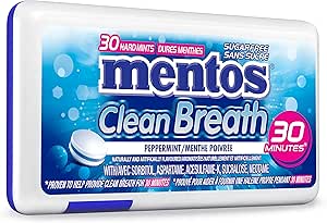 Mentos Clean Breath Mints - Peppermint Flavour - Pack of 12-30pc