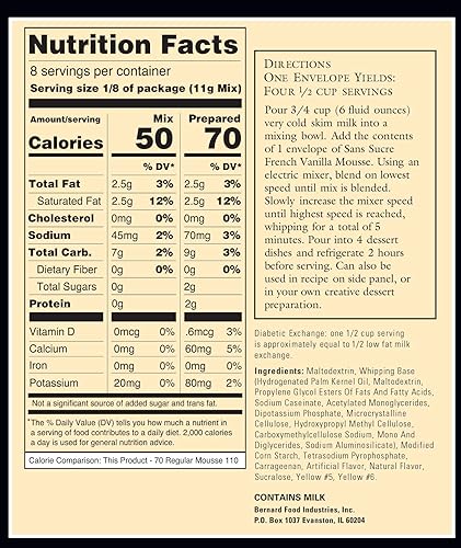 Miniatura 3 de Sans Sucre Mezcla de mousse, sin azúcar, baja en grasa, vainilla francesa DOS sobres de 1.5 onzas de peso neto. 3 onzas (3.00 oz)